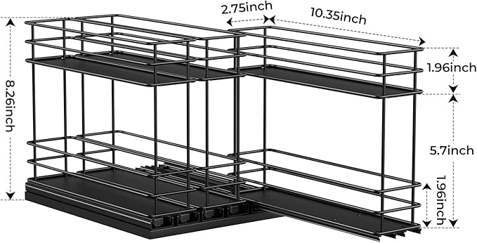 Pull Out Spice Rack Organizer for Cabinet, Slide Out Spice Racks, Easy to Install, 2.75''Wx10.35''Dx8.26''H, 3 Drawers 2 Tiers(Black