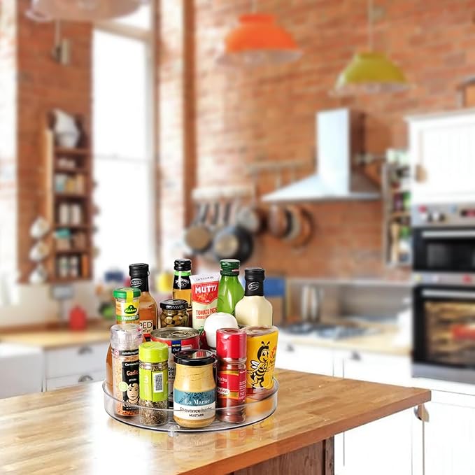 Amolliar Lazy Susan 9" 6 Pack Rotating Turntable Organizer for Cabinet, Kitchen, Fridge, Bathroom, Vanity, Countertop, Pantry Storage, Condiment Spice Rack, Under Sink Organizer