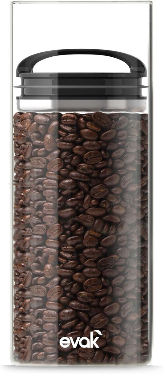 Prepara Evak Compact Glass Food Storage, 46 Ounce, Black