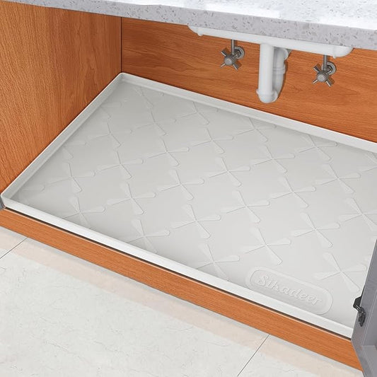 SIKADEER 19" x 19" Under Sink Mat Waterproof, Silicone Mat Kitchen Drawer Shelf and Cabinet Liner, Sink Protector for Kitchen Organizers and Storage, Boot Tray Pet Food Mats