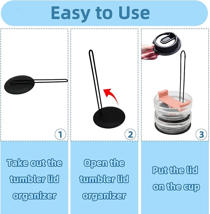3 Pieces Tumbler Lid Organizer，Lid Organizer with Collapsible Design、Can Accommodate Up to 10 Cup Lid，Saves Kitchen Cabinet and Countertop Space （Suitable for Cup Lid Mouth Than 1.5cm）