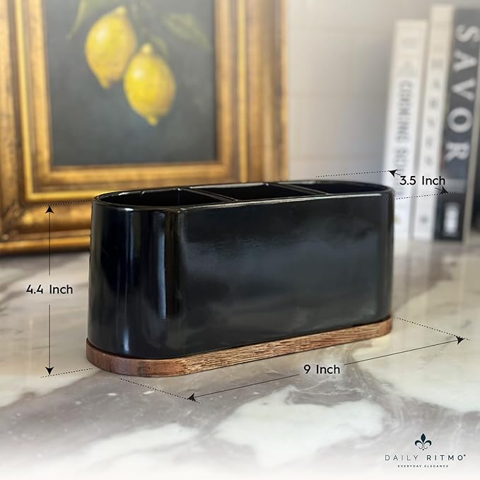 DAILY RITMO® Black Countertop Silverware Holder