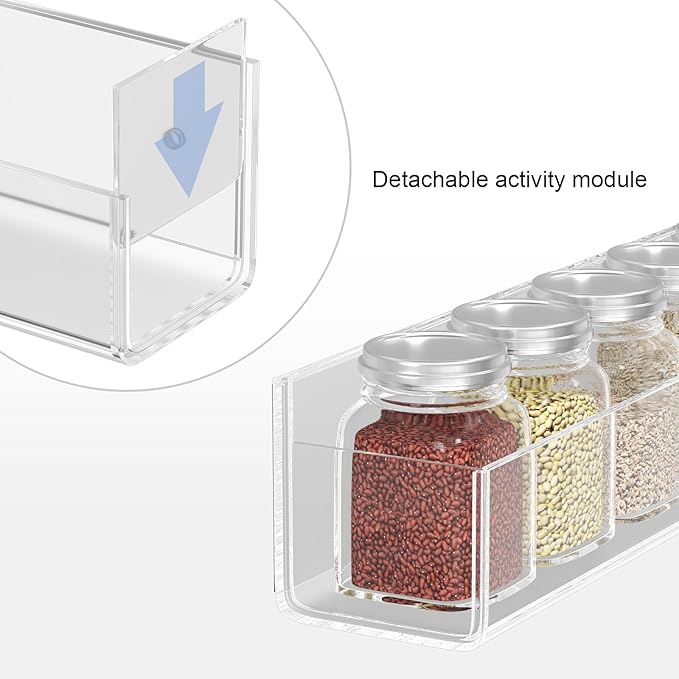 WUIVIUT Invisible Acrylic Wall Spice Rack Adhesive wall mounted rack organizer 11.8 inch spice shelf holder Drilling or self-adhesive organizer rack （Clear-4 Pack）
