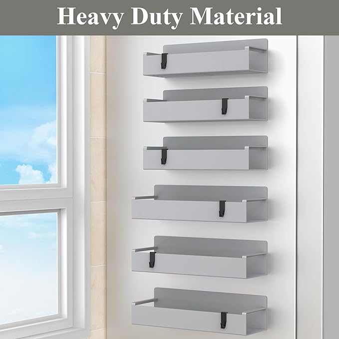 6 Pack Magnetic Spice Rack Organizer for Refrigerator and Oven, Silver Fridge Organizers and Storage for Kitchen