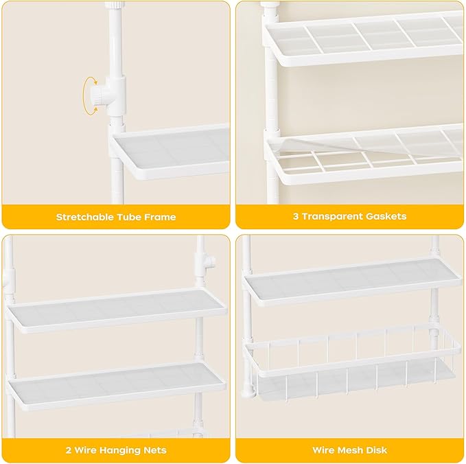Homeiju 3-Tier Spice Rack Organizer, Multi-functional Kitchen Countertop Shelves, Wall Mount Hanging Spice Rack Seasoning Organizer for Kitchen Organization and Storage, Free Adjustable Height