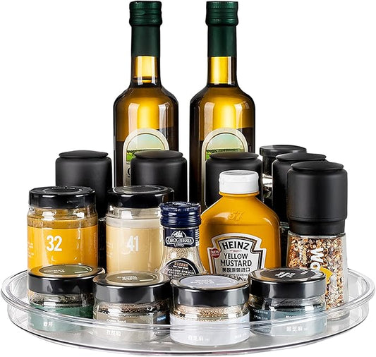 vacane Clear Lazy Susan Organizer, Non-Skid 13" Plastic Lazy Susan Turntable for Cabinet Rotating Pantry Lazy Susan Cabinet Organizer, Storage Containers for Kitchen, Refrigerator Countertop, Bathroom