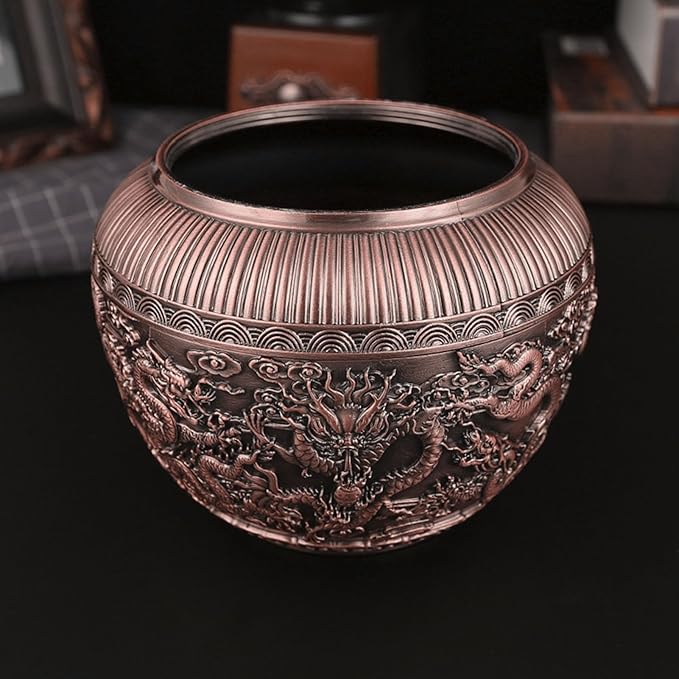 Fockety Tea Canister, Vintage Alloy China Storage, China Dragon Airtight Design Tea Bag Canister, Decorative Loose Tea Storage Container Multipurpose Tea Jar for Kitchen Cabinet