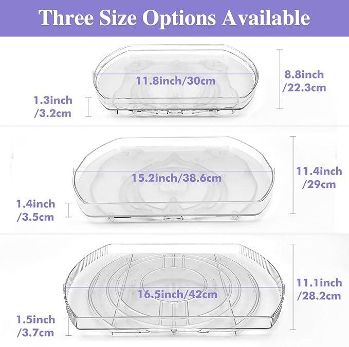 360° Rotating Lazy Susan Turntable - Multifunctional Rectangular Organizer for Refrigerator, Cabinet, Pantry, and Kitchen Countertop (15.2" x 11.4", 2 Pack)
