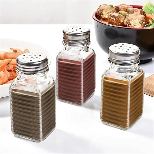 WUWEOT 30 Pack Salt and Pepper Shakers, 3.3oz Glass Shakers Spice Jar with Metal Lids for Salt, Pepper, Spices, Seasonings, Restaurant & Home Kitchen Supplies