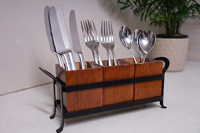 Stonarc silverware caddy, silverware holder, cutlery organizer, flatware and utensil storage, kitchen caddy, flatware caddy. Farmhouse kitchen decor.