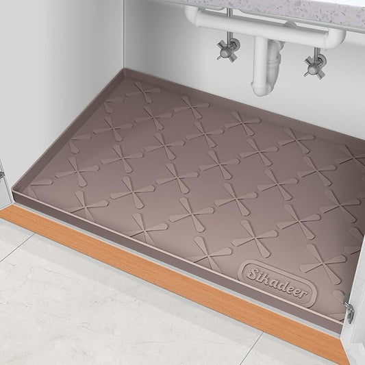 SIKADEER Waterproof Under Sink Mat 31" x 19", Silicone Mat Kitchen Cabinet Liner and Drawer Shelf, Sink Protector for Bathroom Organizers and Storage, Flexible Sink Drip Tray