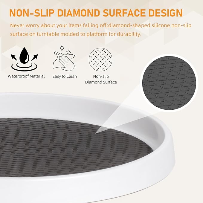 Lazy Susan Organizer, 10 Inch Silicone Non-Skid Lazy Susan Turntable for Cabinet, Fridge, Kitchen, Bathroom, Vanity, Countertop, Pantry Organization and Storage(1pcs,10inch)