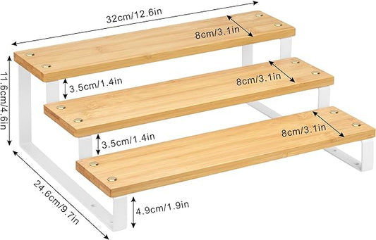 Spice Rack Kitchen Cabinet Organizer - 3 Tier Seasoning Organizer Shelf, Step Spice Storage Holder for Kitchen Cabinet, Pantry, Cupboard, Countertop