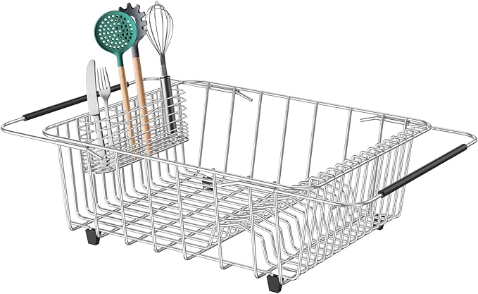 Cutlery Holder, Silverware Organizer And Drying Rack, Stainless Steel, 3 Compartments, Rust-Proof, No Drilling
