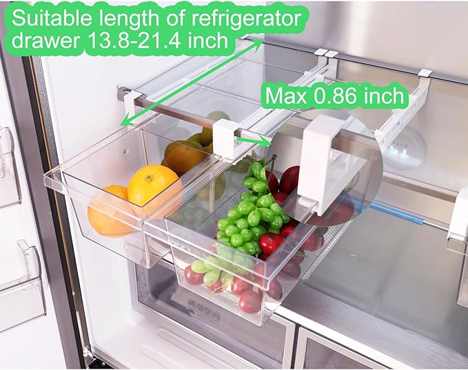 Yatmung 2 Pack Extra-Large Deli Drawer Organizer for Refrigerator Pull Out - Fridge Organization Bin for Meat, Cheese, Produce - Sliding Storage Containers