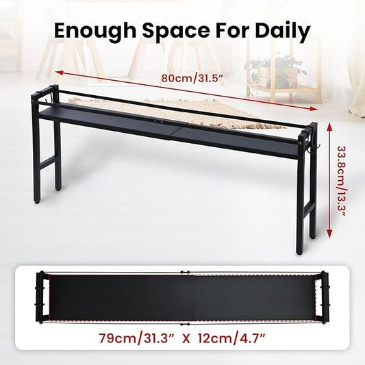 Stove Top Shelf,Over The Stove Spice Shelf for Kitchen,Spice Rack Shelf with 4 Hooks Extra Storage Countertop, Seasoning Organizer,Kitchen Organizers and Storage (Black)