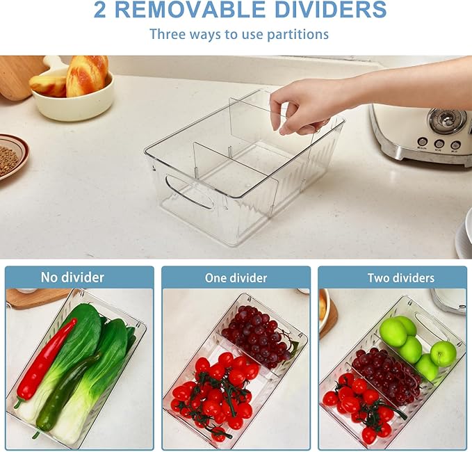 6 Pack Pantry Organizers and Storage, Fridge Organizer, Refrigerator Organizers and Storage, Freezer Organizer Bins, Kitchen Spice Organization for Cabinet, Organization and Storage