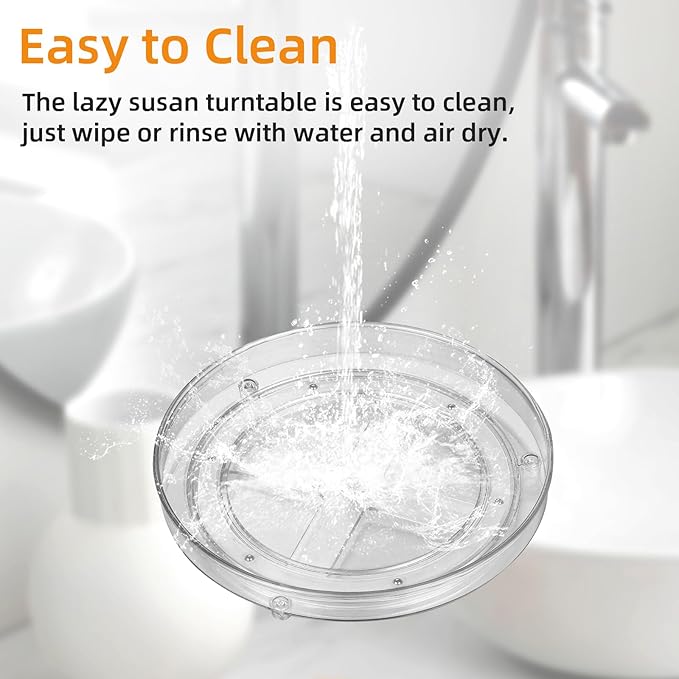 Clear Lazy Susan Organizer, 11 Inch Lazy Susan Turntable for Cabinet, Refrigerator, Pantry Organization and Storage for Spice Rack, Bathroom, Kitchen, Vanity, Makeup Organizer, Fridge(1 Tier)