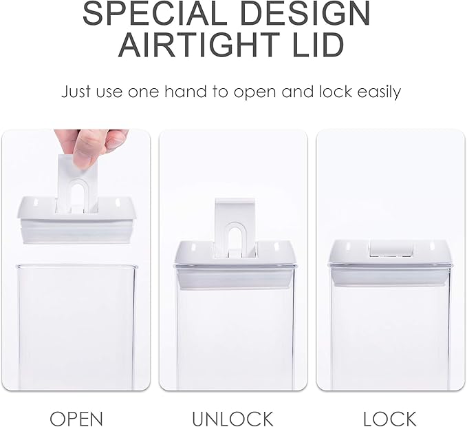 Vtopmart Airtight Food Storage Containers, 7 Pieces BPA Free Plastic Cereal Organizer Canisters with Easy Lock Lids, for Kitchen Pantry Organization, 24 Labels, White