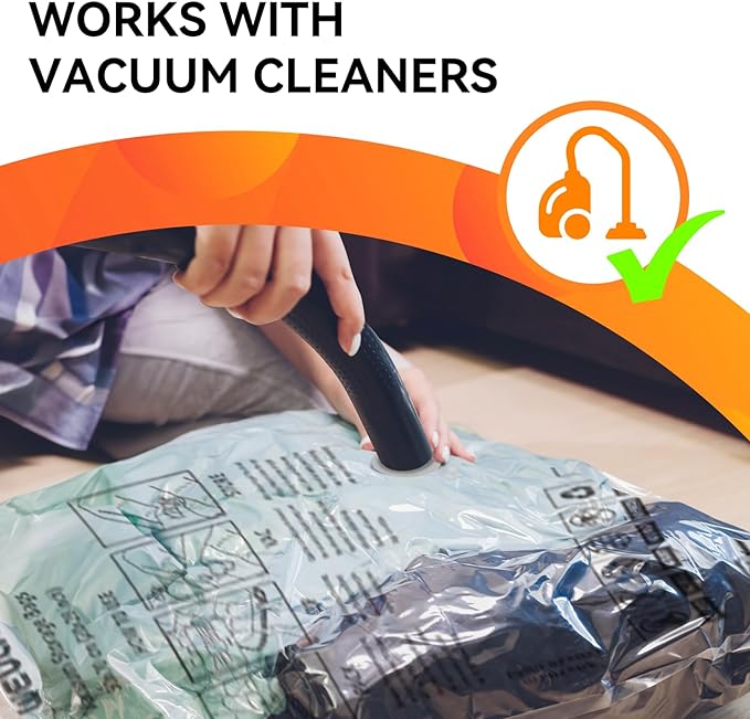 [2024 NEW]10 Pack Vacuum Storage Bags (2 Jumbo/2 Large/2 Medium/4 Rolling Bag) | Space Saver | Rapid Vacuum | Double Zip Seal | Clip Stopper | Ideal for Clothes, Blankets Compression and Travelling
