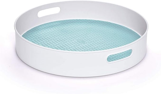 Copco Non-Skid Under-Sink Pantry Cabinet Kitchen Organizer, 18-Inch, White/Aqua Sky