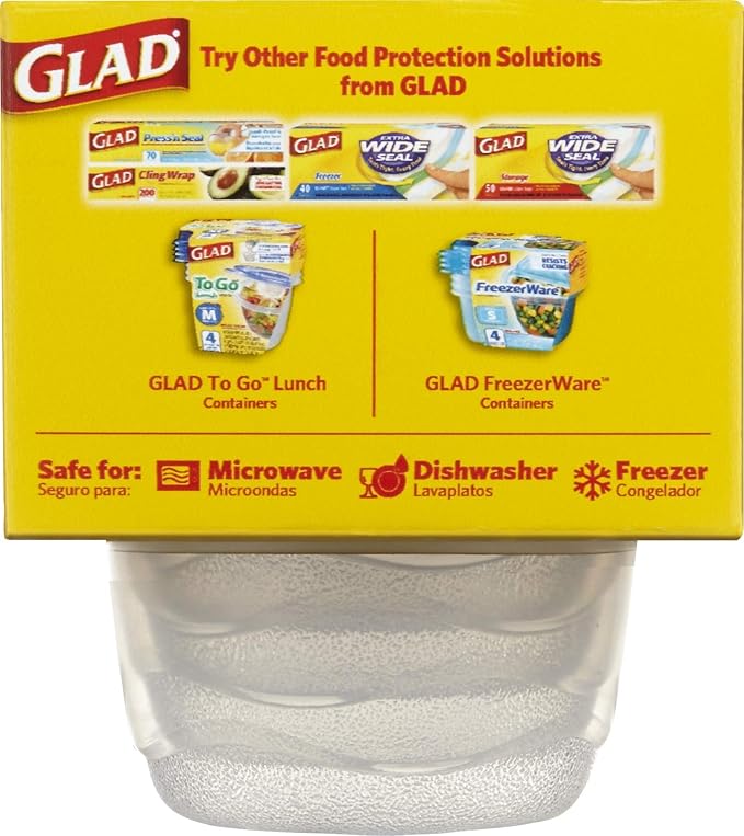Glad Food Storage Containers, Mini Round (4 Oz) | Small Food Storage Containers for Snacks and Single Serving Use | Glad Food Containers , 8 Count (Pack of 12)