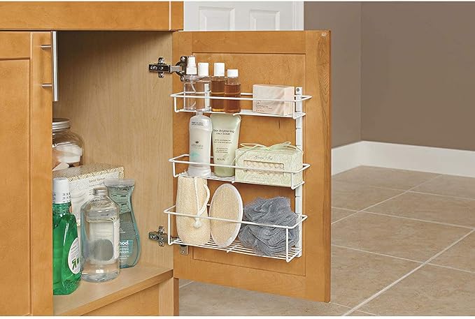 ClosetMaid Adjustable 3 Shelf Spice Rack Organizer Kitchen Pantry Storage for Cabinet Door or Wall Mount with Metal Shelves, White (2 Pack)