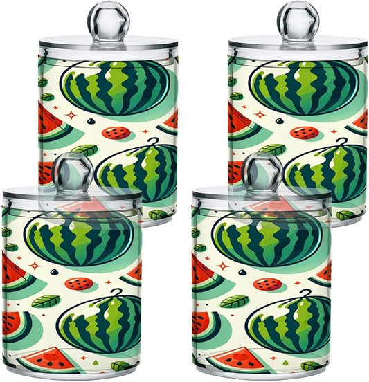 Cartoon Watermelon 2PC Airtight Transparent Plastic Storage Jar Glass Food Storage Container Glass, Can Store Candy, Salt, Coffee Beans, With lid, Easy To Use