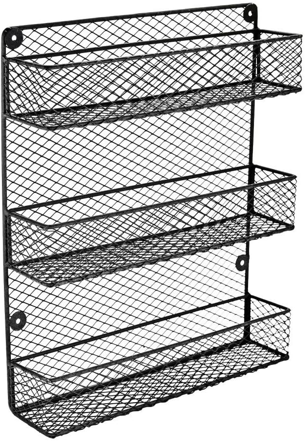 Wall Mount Spice Rack – 3-Tier Kitchen Storage Organizer Shelf, Space-Saving Design, Includes 2 Racks