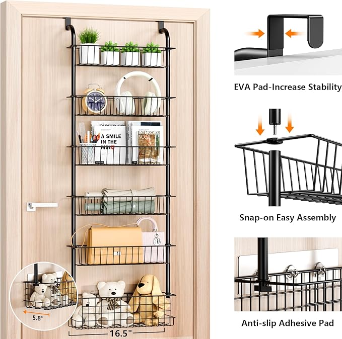 Over The Door Pantry Organizer Spice Rack: 6-Tier Metal over the Door Organizer - Pantry Organization and Storage - Hanging spice Rack Back Of Door Organizers