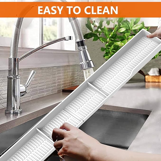 AWOKE Stove Top Shelf 30 Inch - Silicone Material Magnetic Shelf for The Stove - 3 Functional Partitions Kitchen Spice Rack Organizer - White