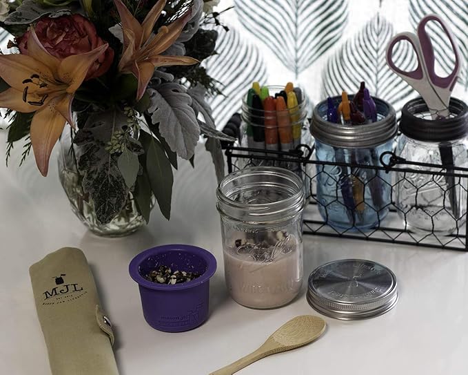Mason Jar Lifestyle Divider Cup For Salads, Dips, and Snacks. Plastic Free Bento Lunch Container (Ultra Violet, Regular Mouth)