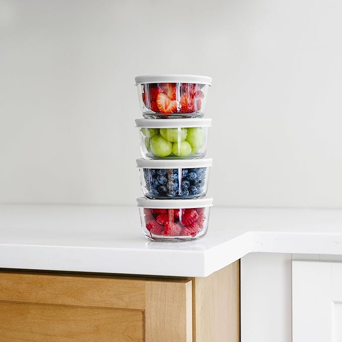 16-Piece Glass Food Storage Containers Set (8 Containers + 8 BPA-Free Lids) | 1-Cup, Leakproof | Microwave, Freezer, Oven & Dishwasher Safe | Ideal for Meal Prep & Pantry Organization