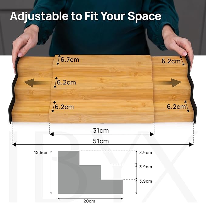 Ibyx Premium 3-Tier Spice Rack Organizer for Cabinet - Expandable Bamboo Spice Storage - Non-Skid Countertop Step Spice Shelf - Great for Kitchen Cabinet, Countertop, Cupboard, Pantry (Natural)