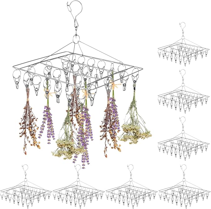 Homaisson 8-Piece Herb Drying Rack, Stainless Steel, Windproof, Space-Saving for Herbs, Spices, Tea Leaves