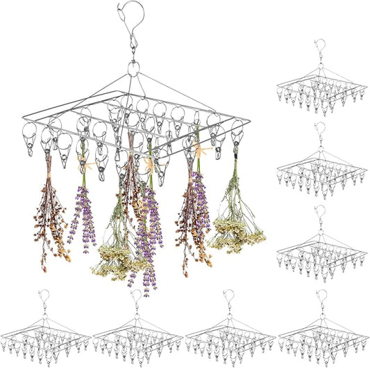 Homaisson 8-Piece Herb Drying Rack, Stainless Steel, Windproof, Space-Saving for Herbs, Spices, Tea Leaves