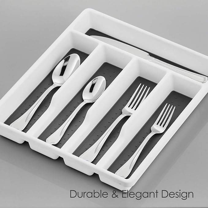HaWare 20 Pieces Silverware Set with Organizer/Tray for 4, Stainless Steel Flatware Cutlery Set, Elegant Design for Home Hotel Kitchen Wedding, Mirror Polished & Dishwasher Safe