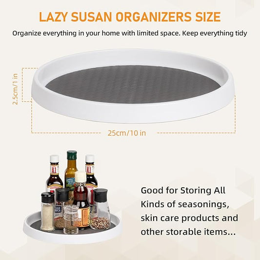 Lazy Susan Organizer, 10 Inch Silicone Non-Skid Lazy Susan Turntable for Cabinet, Fridge, Kitchen, Bathroom, Vanity, Countertop, Pantry Organization and Storage(1pcs,10inch)