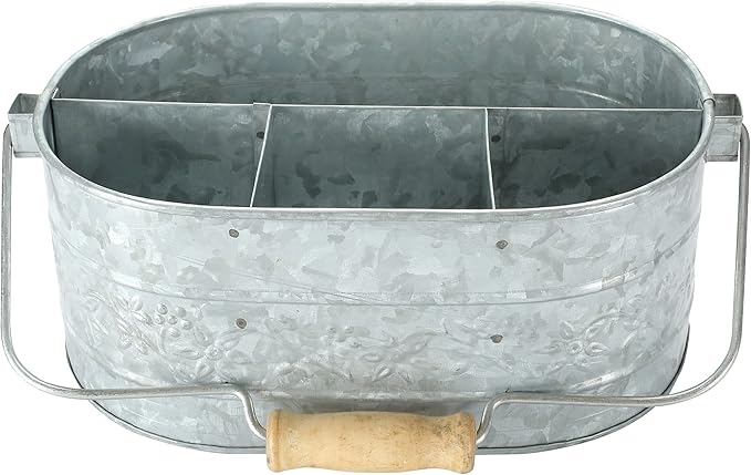 Light & Pro Flatware Caddy, Large Storage Kitchen Bathroom Drawer Organizer, Kitchen Drawer Organizer for Large Utensils, Desk Organizer Pen Pencil Holder - Flower Design - Antique Natural