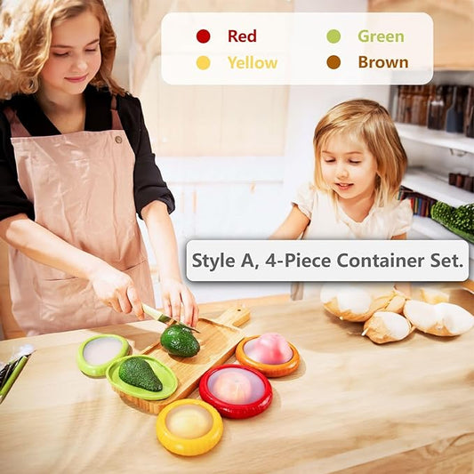 Avocado Saver and Tomato Holder - Set of 4 Reusable Storage Containers for Fridge - Ideal for Garlic, Onions, Lemons, and Potatoes