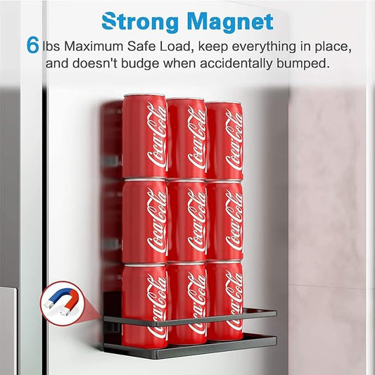 Magnetic Spice Rack, Strong Magnetic Shelf with 4 Removable Hooks, Perfect Space Saver for Small Kitchen/Apartment, Awesome Metal Cabinet for Holding Spices, Jars, Bottle (Black, 2Pack)