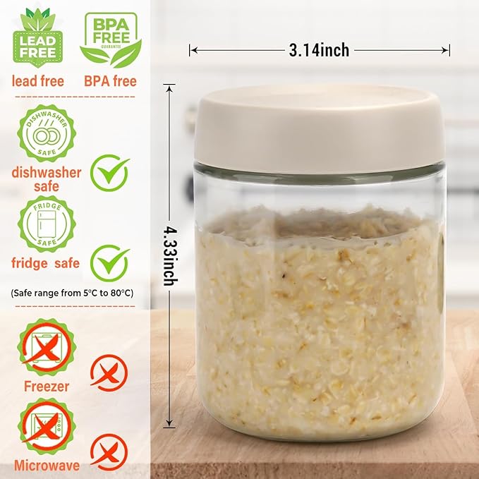 6-Pack 16oz Glass Jars with Lids for Food Storage Meal Prep Airtight