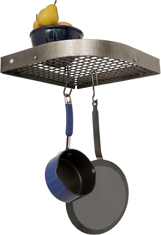 Enclume Premier Large 16-Inch Corner Pot Rack, Hammered Steel