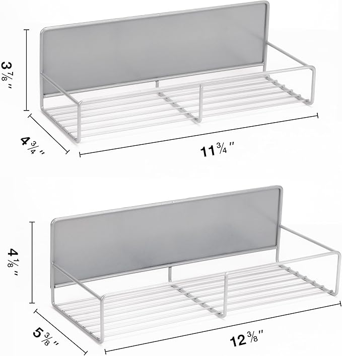 Strong Magnetic Spice Rack For Refrigerator, Large Size Space Saving Organizer, Durable Shelf for Oven, Fridge - 4 Pack - Iron - Ultimate Gray