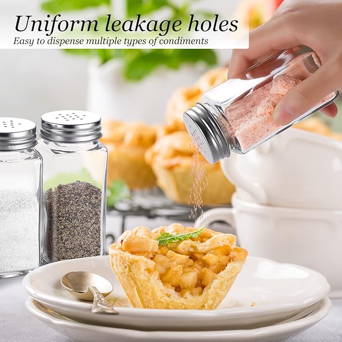 Glass Salt and Pepper Shakers Set Large,DWTS DANWEITESI Farmhouse Salt and Pepper Shakers Cute with Stainless Steel Lid-Large Spice Jars,Clear to Know When to Fill,Cute Farmhouse Kitchen