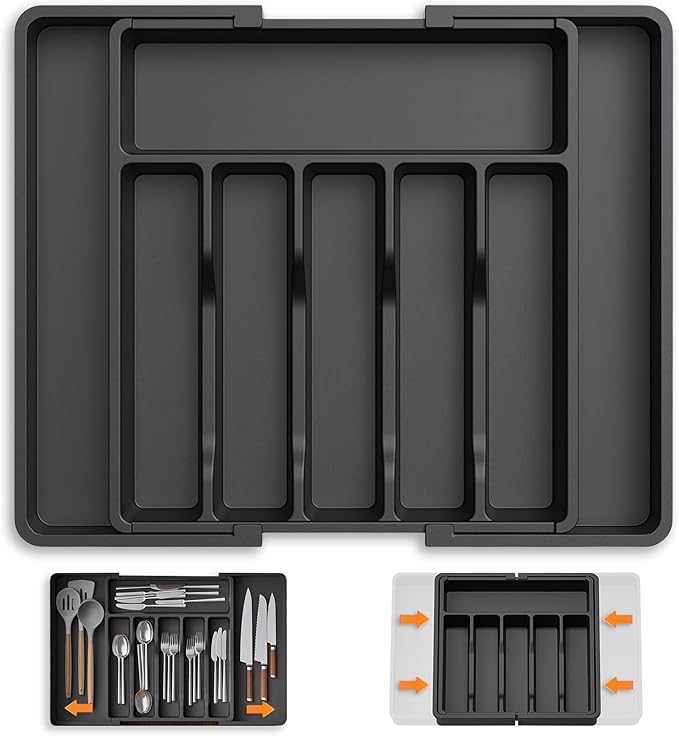 Adjustable Silverware Drawer Organizer - Utensil Drawer Organizer - Kitchen Organizers and Storage - Silverware Organizer - Kitchen Drawer Organizer - Utensil Organizer for kitchen Drawers