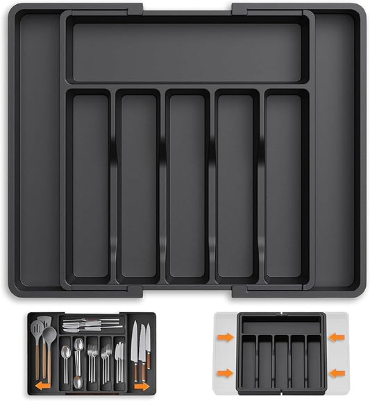 Adjustable Silverware Drawer Organizer - Utensil Drawer Organizer - Kitchen Organizers and Storage - Silverware Organizer - Kitchen Drawer Organizer - Utensil Organizer for kitchen Drawers