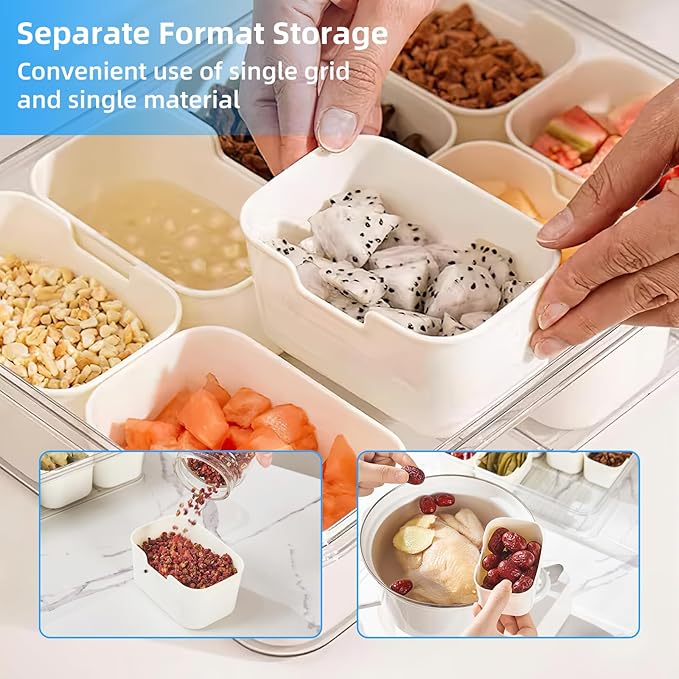 Picnic Parties Fruit Tray, Fridge Food Veggie Condiment Divided Serving Preservation Storage Containers, Kitchen Clear Snackle Box Candy Organizer with Lid Handle (1)