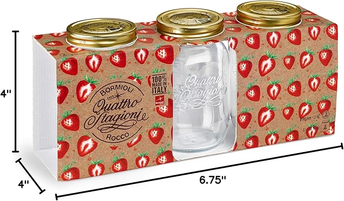Bormioli Quattro STAGIONI-1L 365160-CBC Set of 3 Airtight Jars Transparent