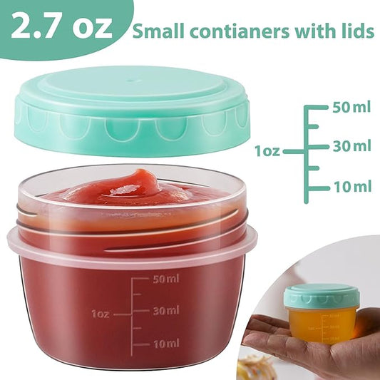 12 Pack 2.7 OZ Salad Dressing Containers to Go with Lids, Dishwasher & Microwave Safe, Leakproof, Multicolor, 5.31 x 4.52 x 4.52 inches
